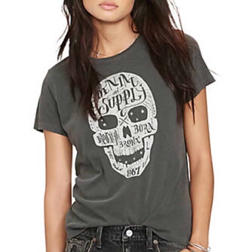 Ralph Lauren Denim & Supply graphic skull logo tee Tee Sale! $7 or 2/$10